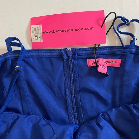 Betsey Johnson 12 Royal Blue Floral Midi Dress with Adjustable Spaghetti Straps - Picture 12 of 16